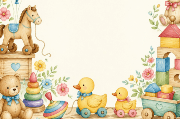 Download Watercolor Baby Toys Celebration Frame C - Frame Collection