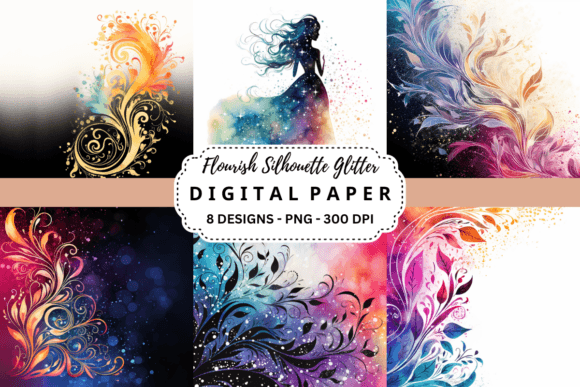Download Flourish Silhouette Glitter Background - Background Collection