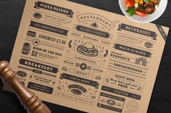 Download Restaurant Menu Typographic Elements - Typographic Collection