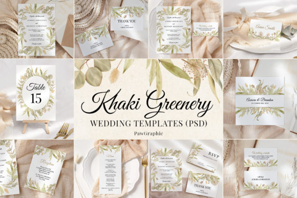 Download Greenery Boho Wedding Template Cards - Green Collection